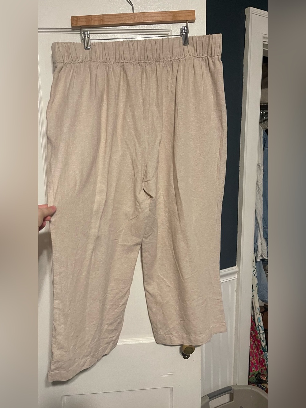 Croft & Borrow Light Beige Straight-Leg Linen Pants - Picture 3 of 4
